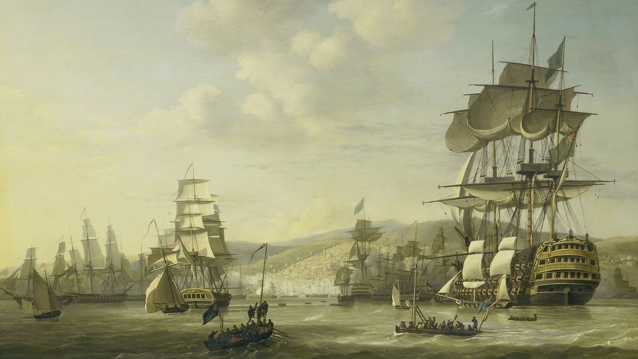 Barcos pirata en puerto 