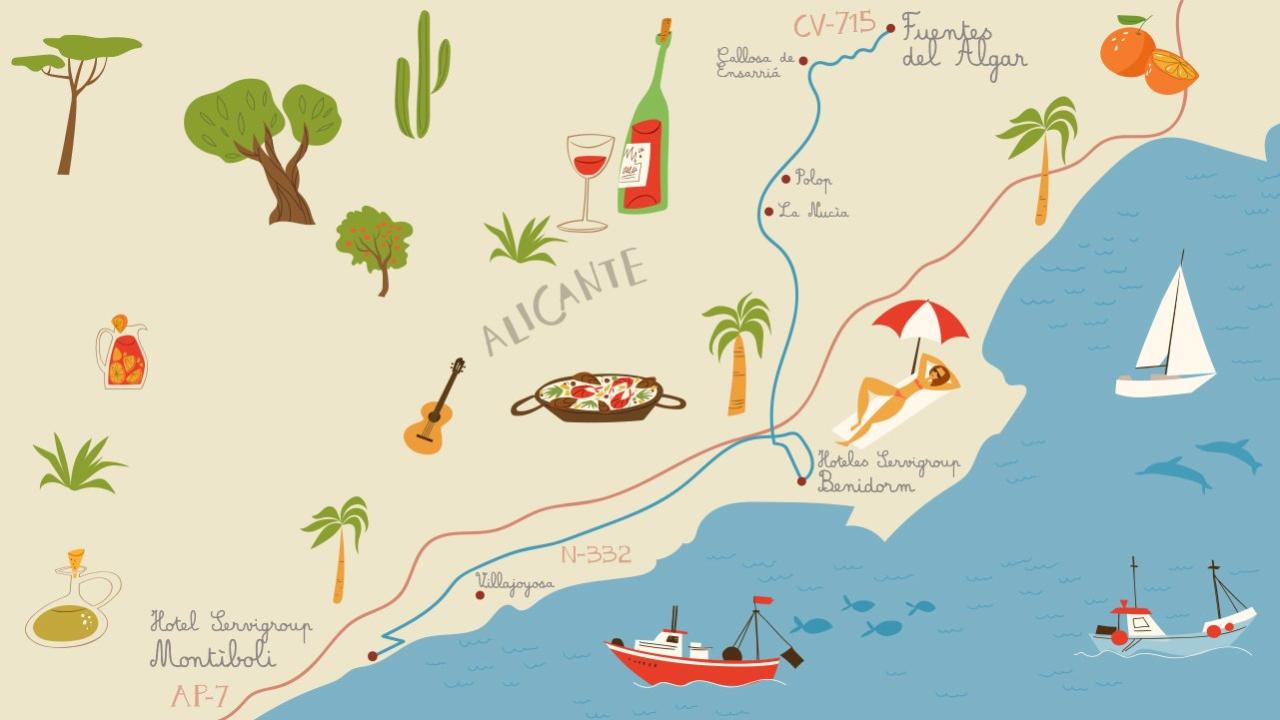 Mapa de las Fuentes del Algar