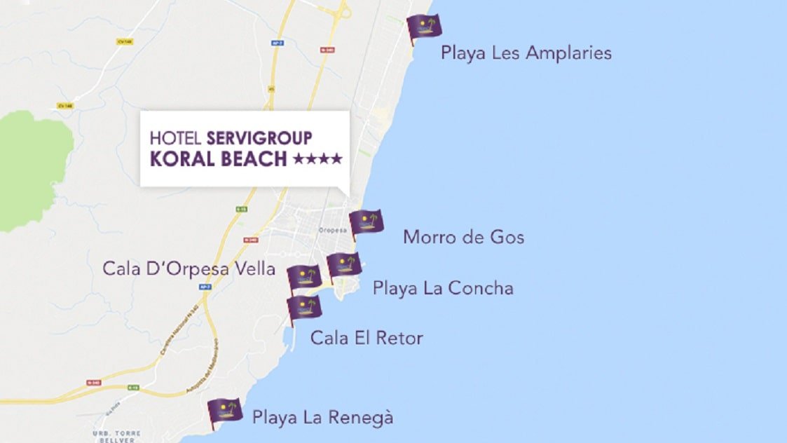 Localización de las playas de Oropesa del Mar