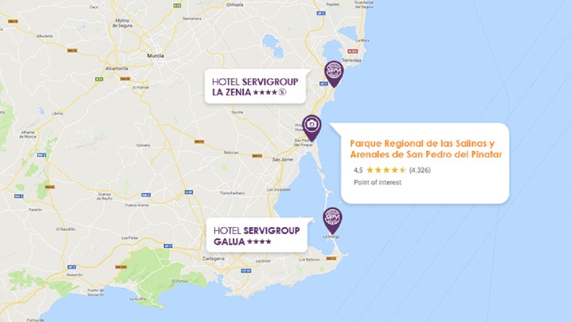 Mapa Salinas y Arenales de San Pedro del Pinatar