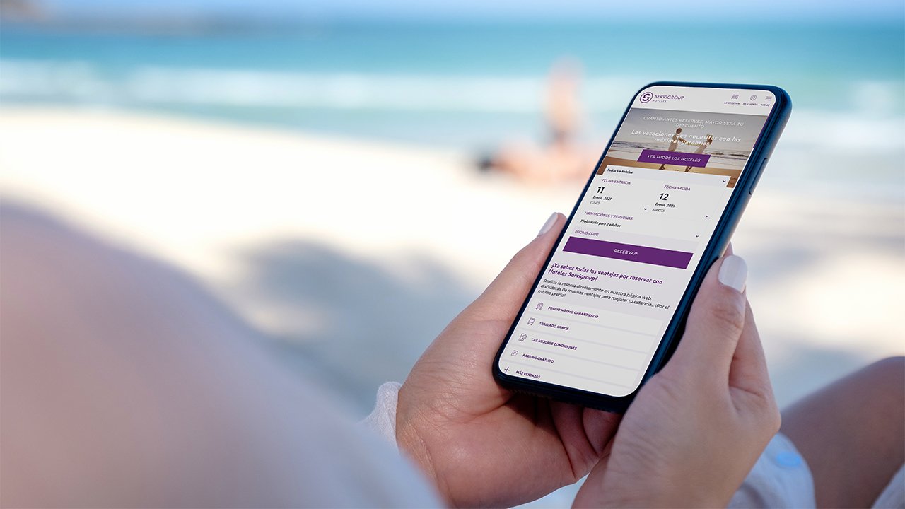 La web de Hoteles Servigroup en el móvil