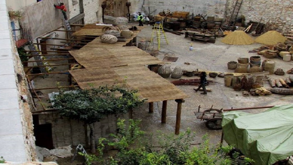 La Plaza Santa María atrezada y en plano picado