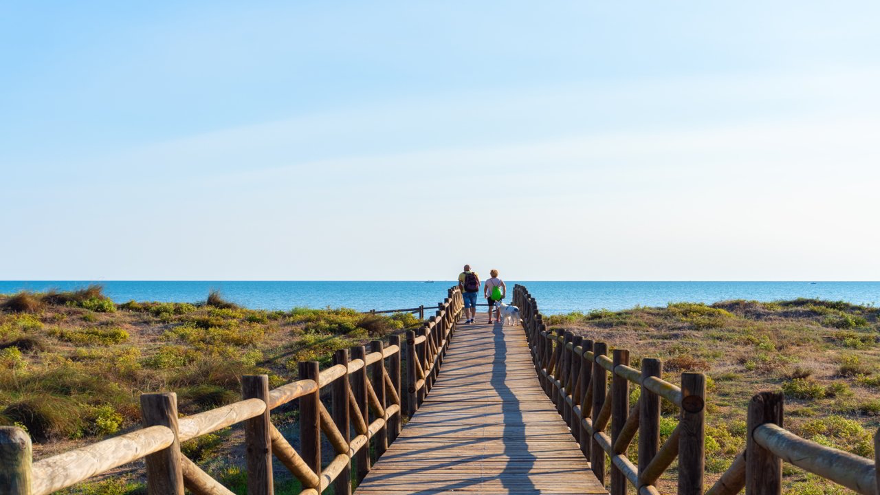 Pasarela de madera hacia la playa